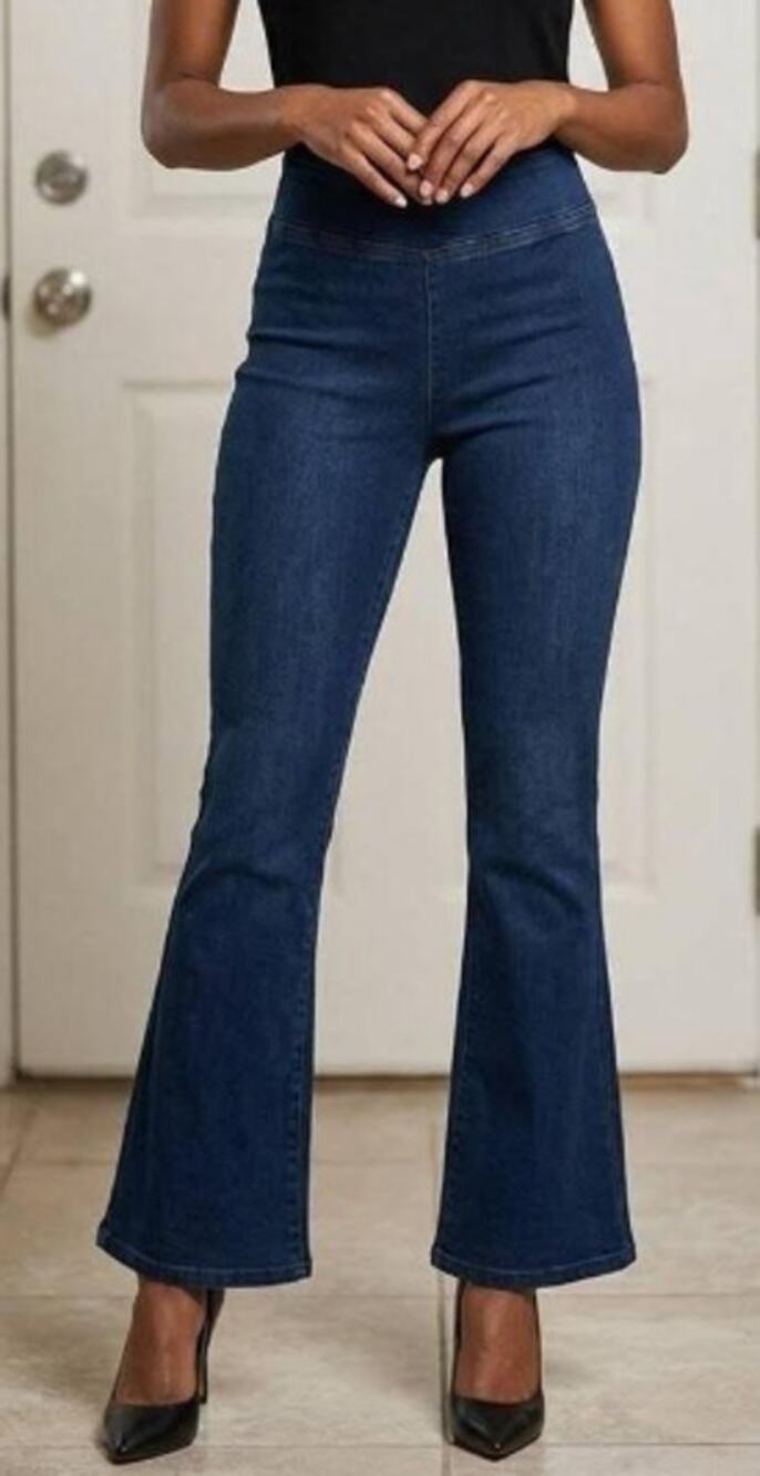 FRAME The Jet Set Flare Jeans Keller Dark Wash Pull On High Rise Stretch Size 32